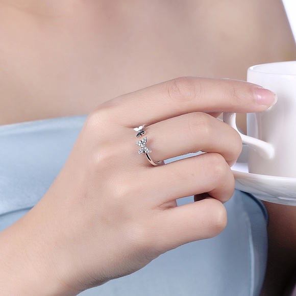 Genuine  925 Sterling Sliver Double Butterfly Ring - Picture 6 of 6